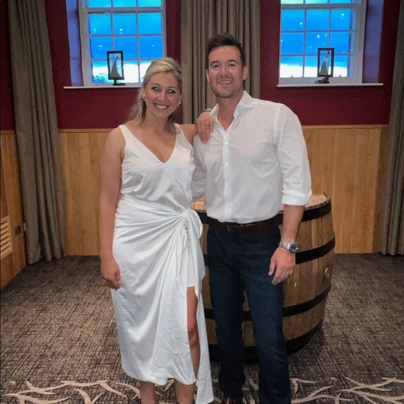 Hampton wrap dress in ivory luxury satin - Picture 4 of 5